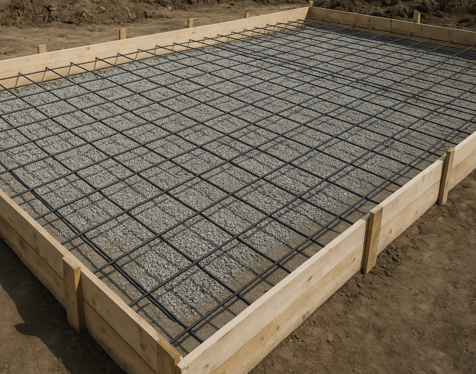 Freshly poured concrete foundation in Tulsa area